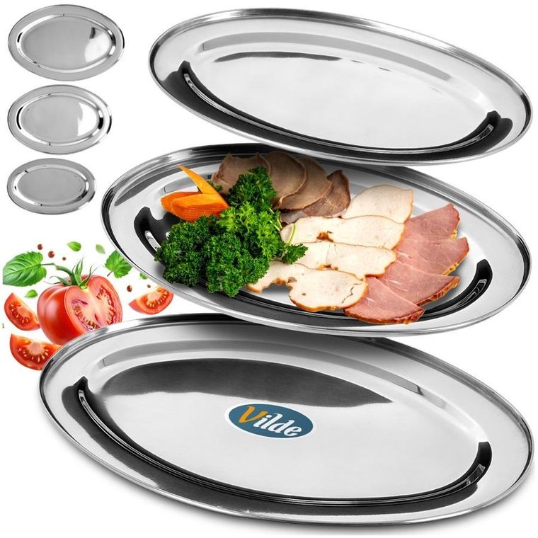 Vilde, półmisek stalowy owalny, 3 szt.