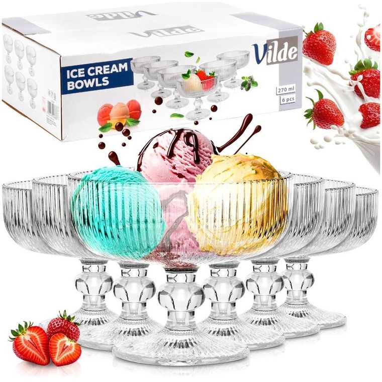 Vilde, pucharki do lodów szklane, 270 ml, 6 szt.