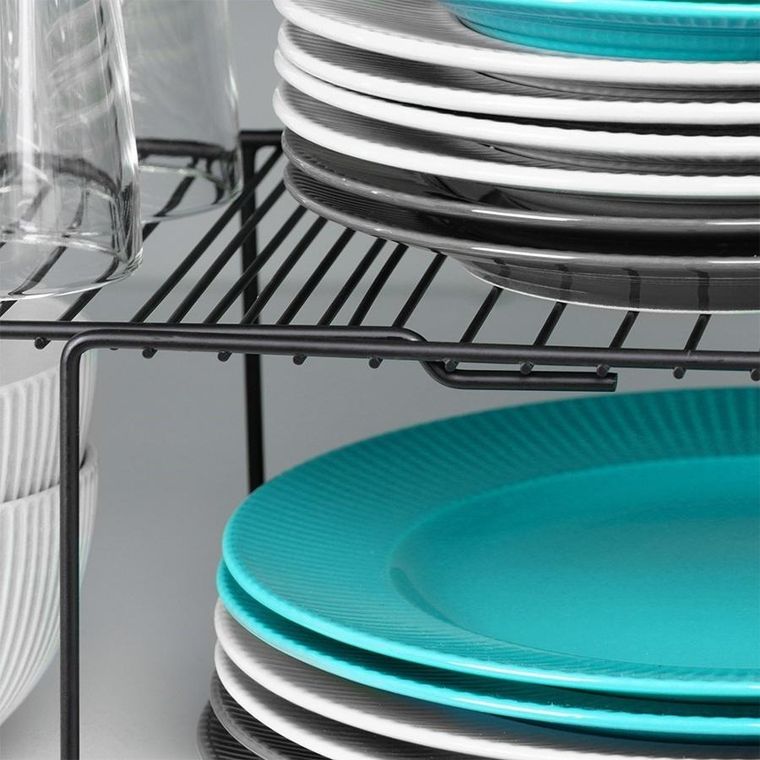 Vilde, rozsuwana półka kuchenna metalowa czarna, 34.5-48 cm