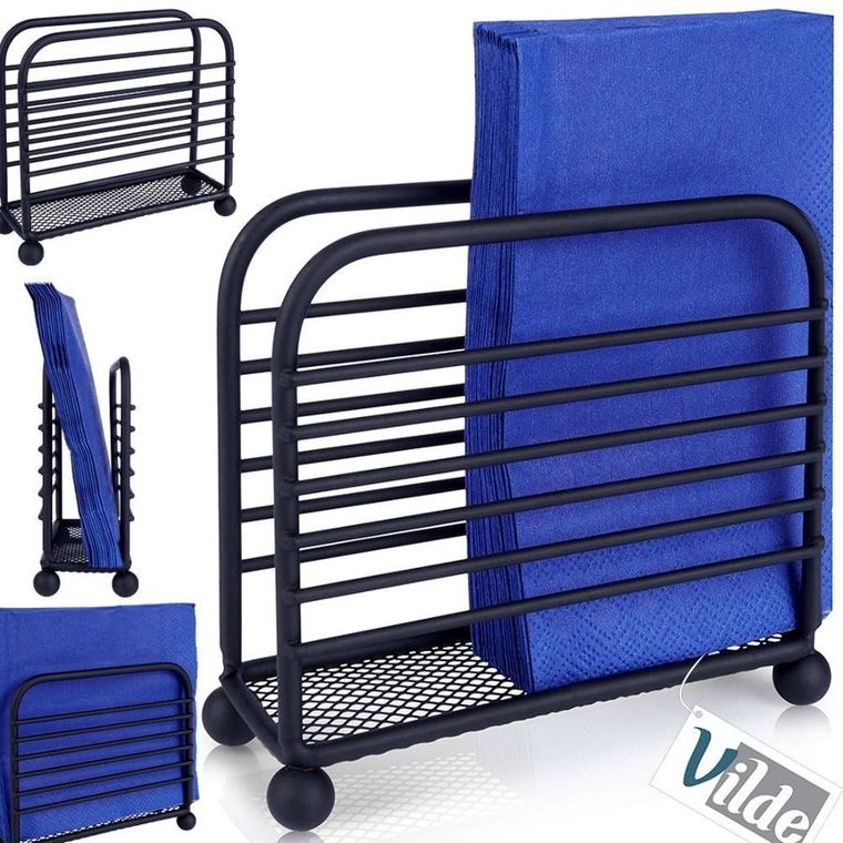 Vilde, serwetnik, metalowy czarny, 11.5-10 cm