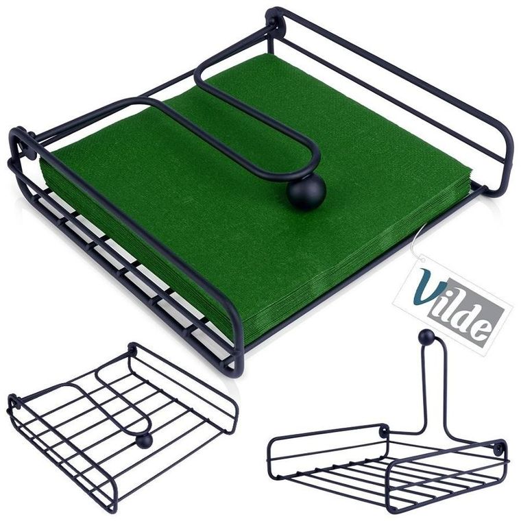 Vilde, serwetnik, metalowy czarny, 19-19.5 cm