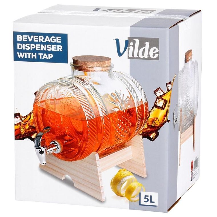 Vilde, słój do napojów z kranikiem i stojakiem, 5l