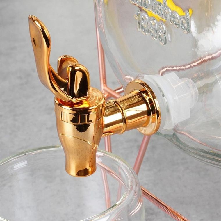 Vilde, słój szklany do napojów z kranikiem i stojakiem, 5,5l