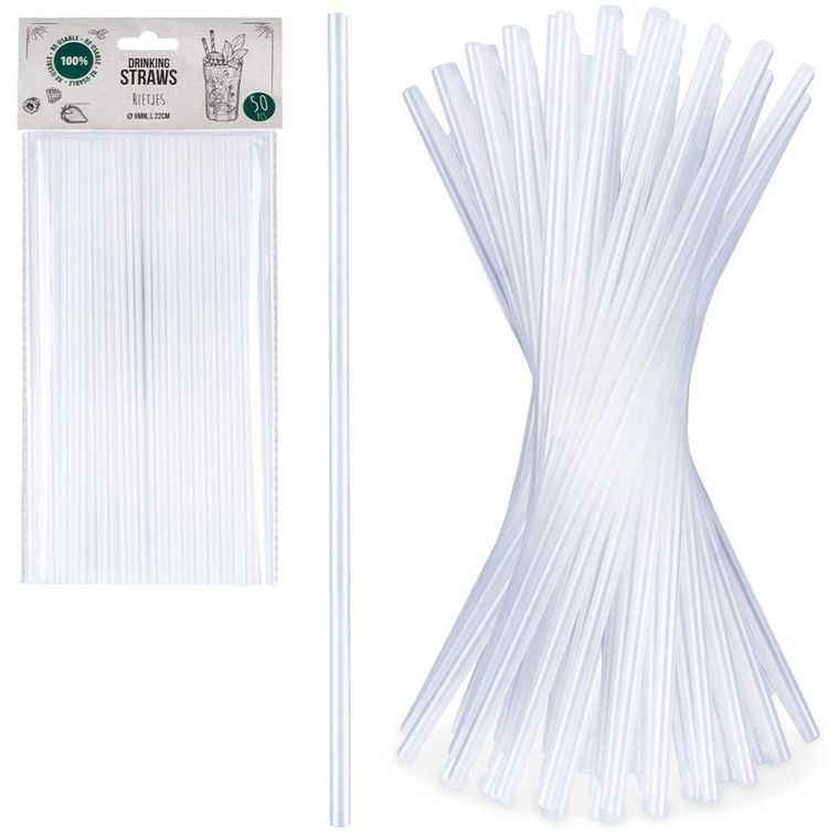 Vilde, słomki do napojów, przezroczyste, 50 szt., 22 cm