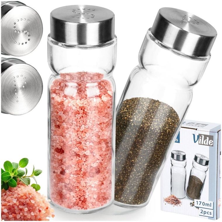 Vilde, solniczka i pieprzniczka szklana, 170 ml, 2 szt.