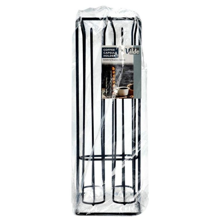Vilde, stojak na kapsułki do kawy, nespresso, metalowy, czarny, 30 cm