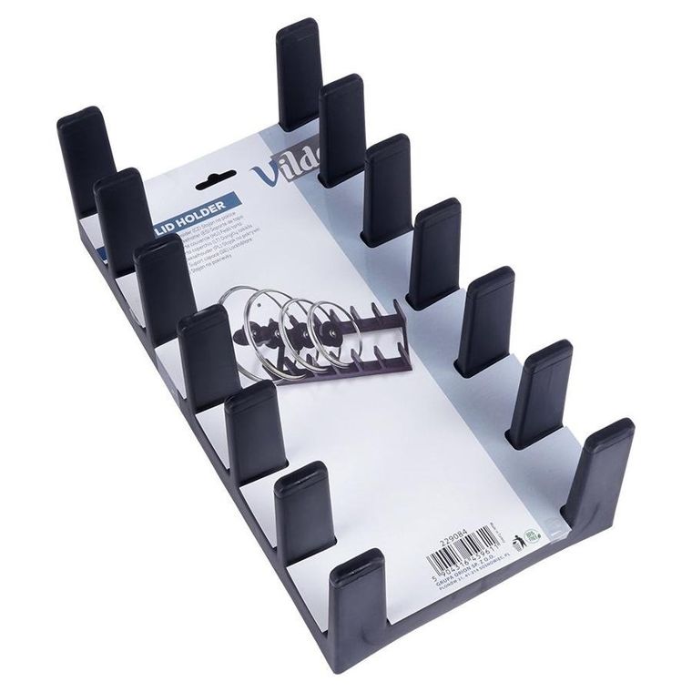 Vilde, stojak na pokrywki i talerze czarny, 28-15-9 cm