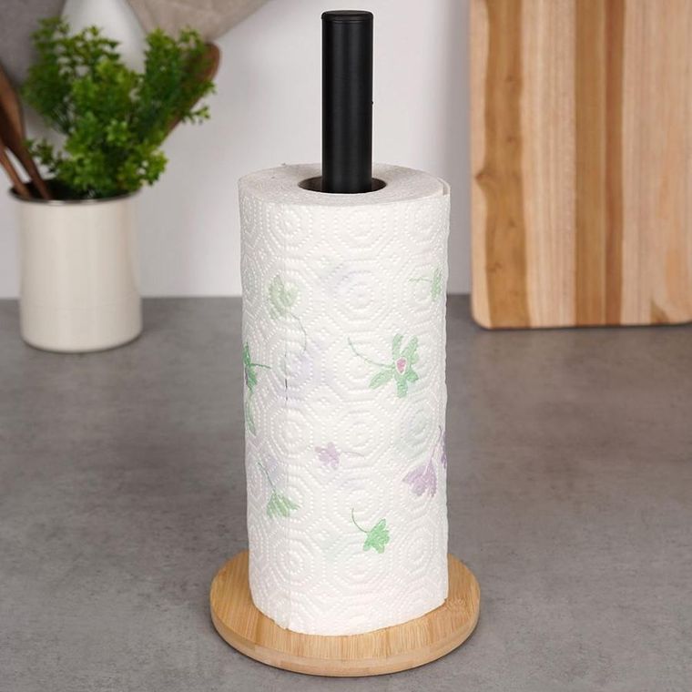 Vilde, stojak na ręcznik papierowy metalowy czarny, 32.5 cm