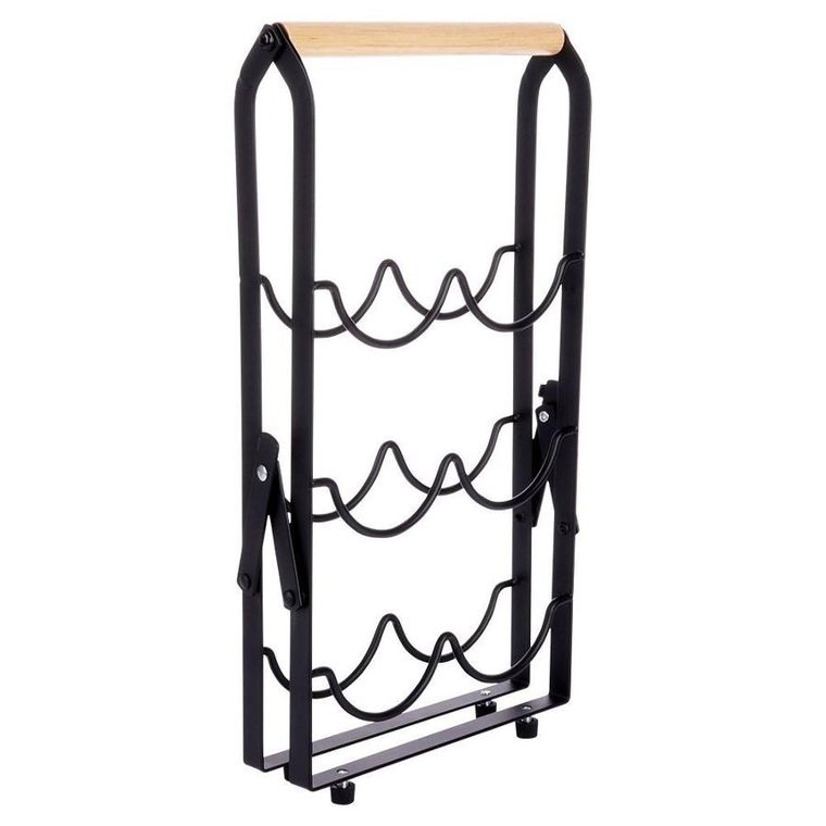 Vilde, stojak na wino, metalowy czarny, 6 butelek, 21-38 cm