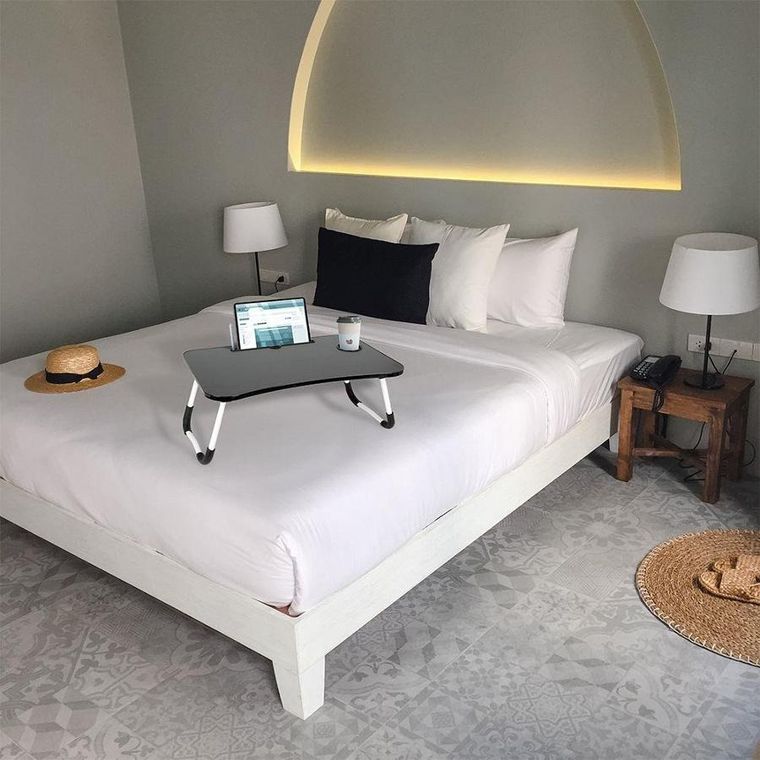 Vilde, stolik śniadaniowy do łóżka, pod laptop, składany, szary