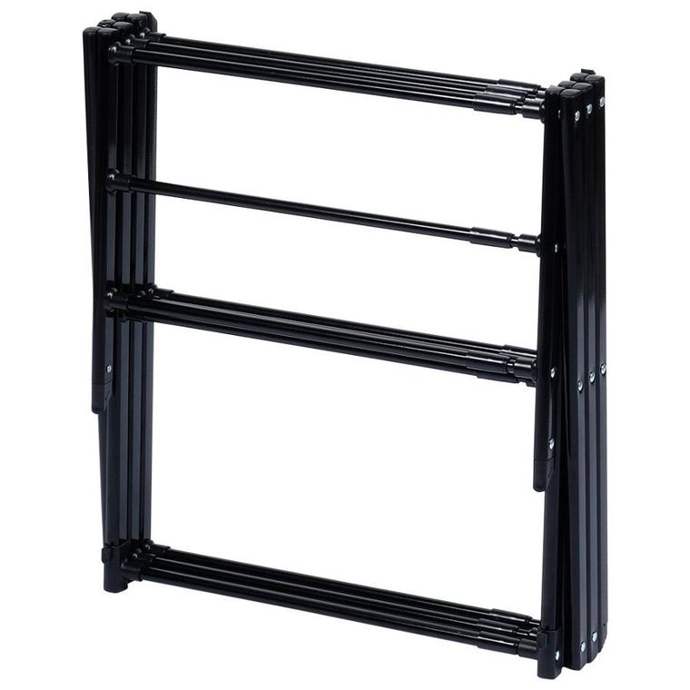 Vilde, suszarka na pranie metalowa, czarna, pionowa rozsuwana, 44.5-75-37.5-105 cm