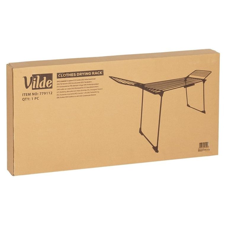 Vilde, suszarka na pranie, metalowa, czarna rozsuwana XXL, 204-260-56-103 cm