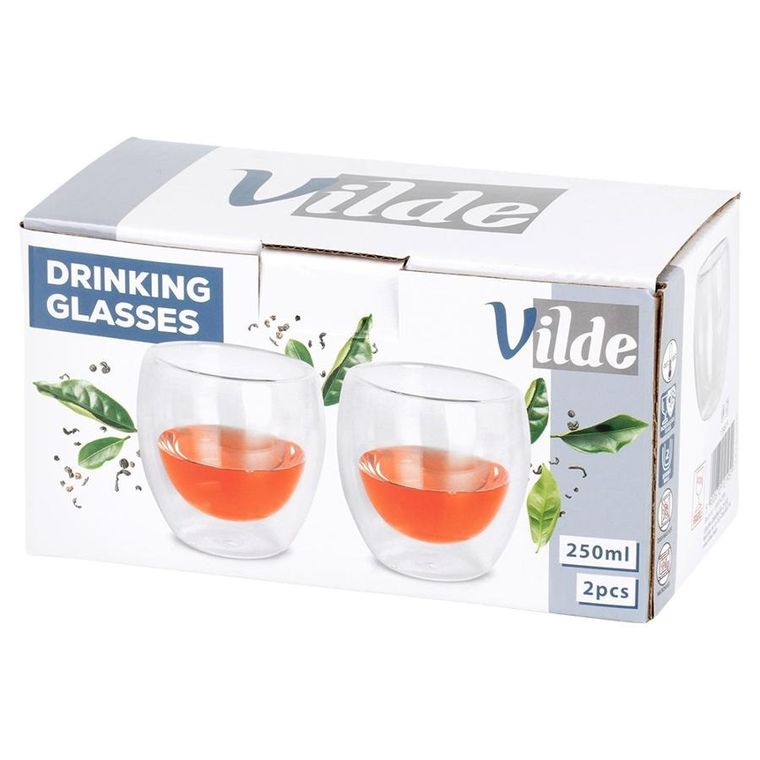 Vilde, szklanki termiczne z podwójną ścianką, do kawy i herbaty, 250 ml, 2 szt.