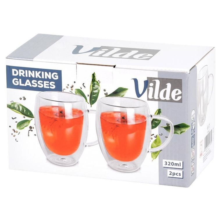 Vilde, szklanki termiczne z podwójną ścianką, do kawy i herbaty, 320 ml, 2 szt.