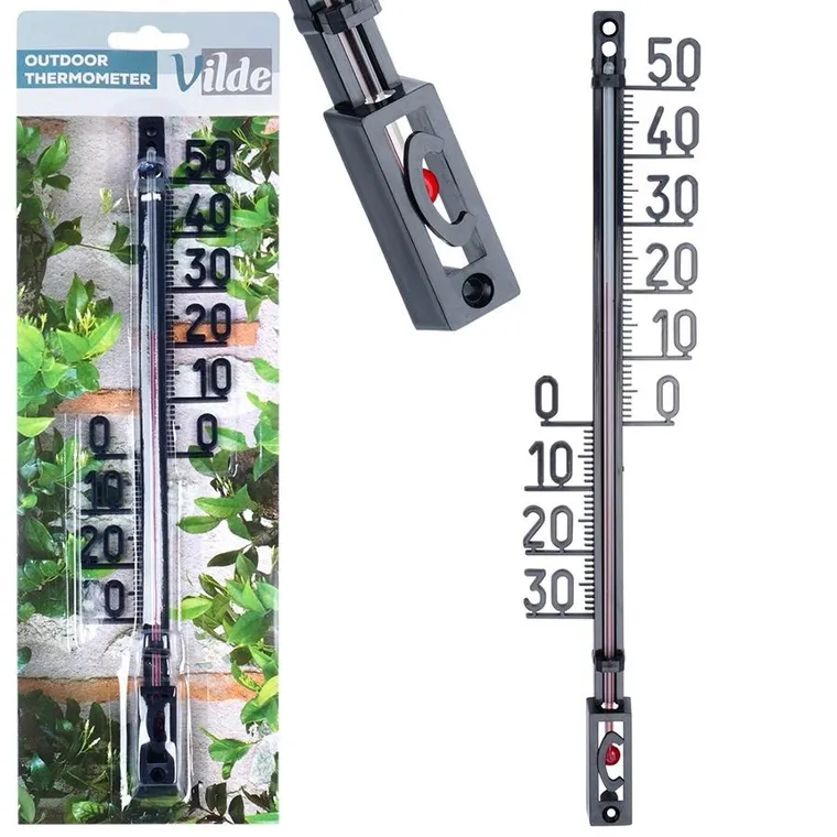 Vilde, termometr, zewnętrzny, czarny, 27 cm