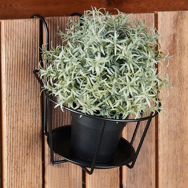 Vilde, uchwyt balkonowy na doniczkę, metalowy, czarny