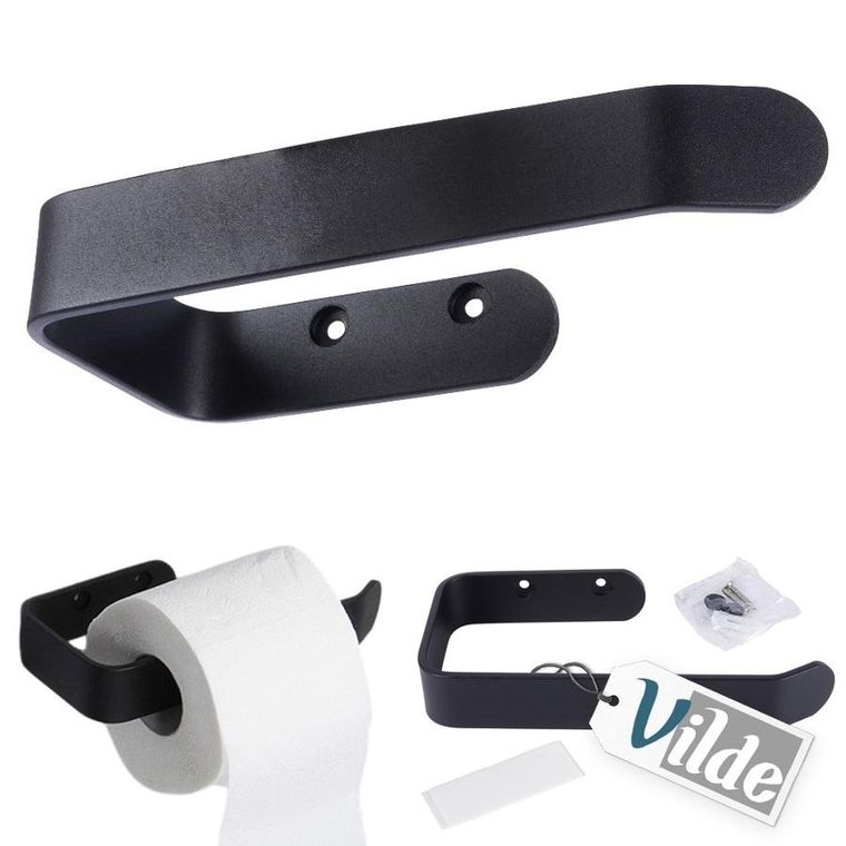 Vilde, uchwyt na papier toaletowy, metalowy, czarny
