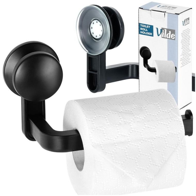 Vilde, uchwyt na papier toaletowy na przyssawkę, czarny, 16,5 cm
