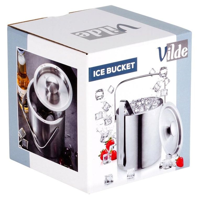 Vilde, wiaderko do lodu ze szczypcami, stalowe, termiczne