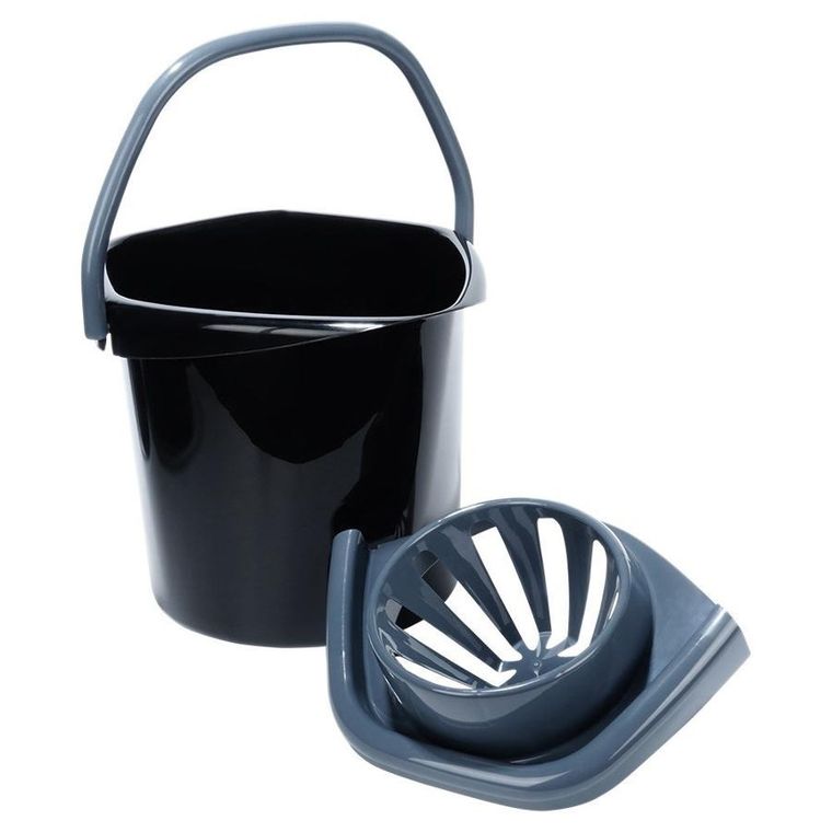 Vilde, wiadro do mopa z wyciskaczem, plastikowe, czarne, 10l