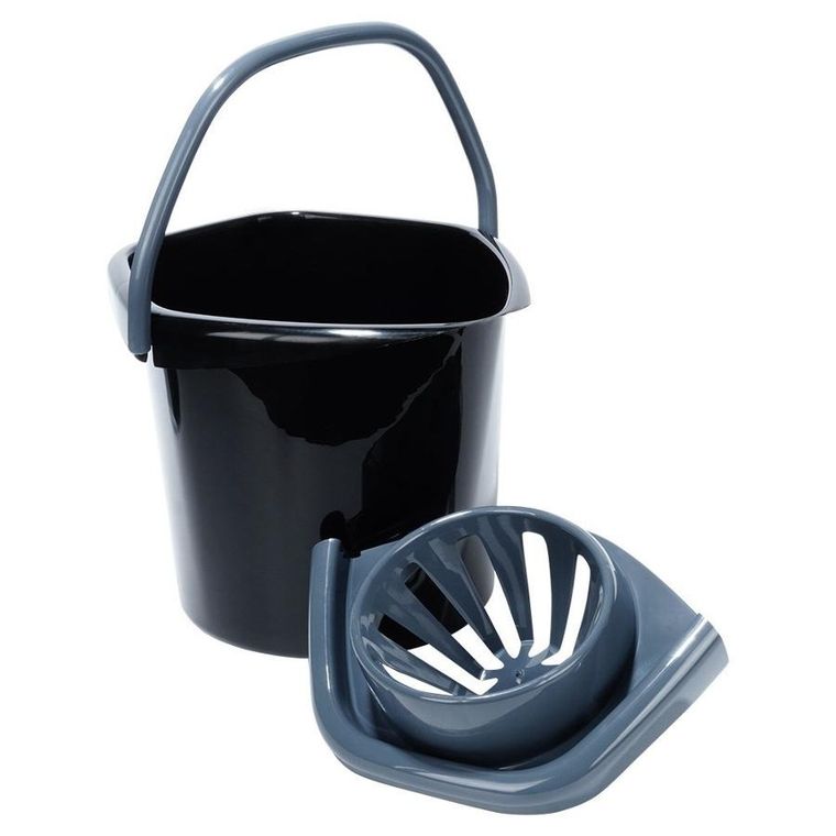 Vilde, wiadro do mopa z wyciskaczem, plastikowe, czarne, 14l