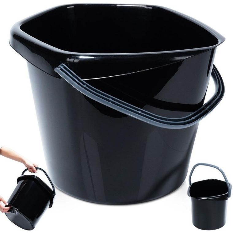 Vilde, wiadro, plastikowe, czarne, 14l