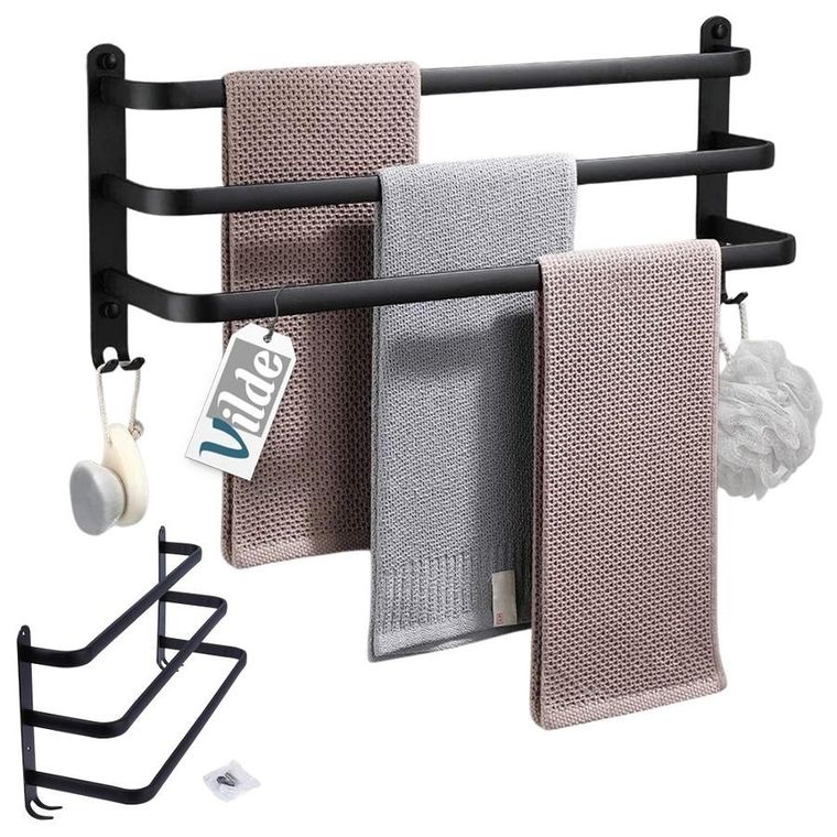 Vilde, wieszak na ręczniki aluminiowy, czarny, 50 cm