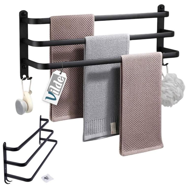 Vilde, wieszak na ręczniki aluminiowy, czarny, 60 cm