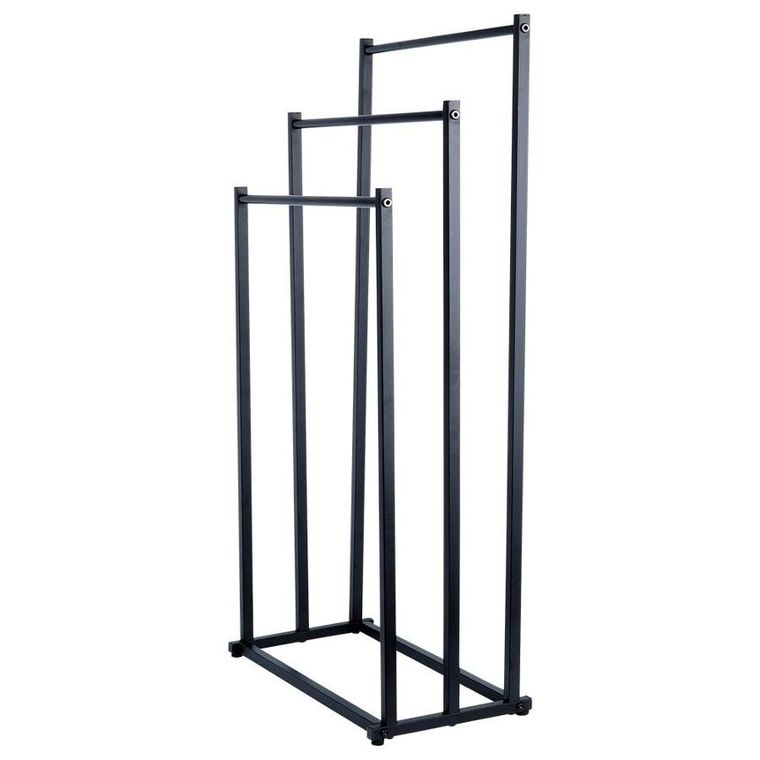 Vilde, wieszak na ręczniki stojący, metalowy, czarny