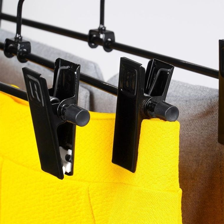 Vilde, wieszak na spodnie, metalowy, z klipsami, czarny, 3 szt.