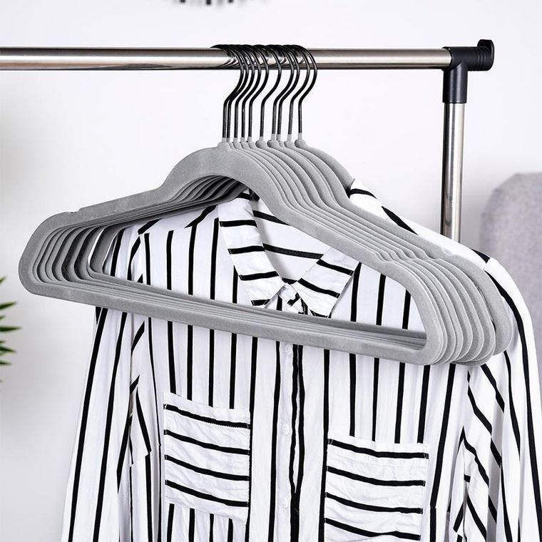 Vilde, wieszaki, na ubrania welurowe, szare obrotowe, 45-24,5 cm, 10 szt.