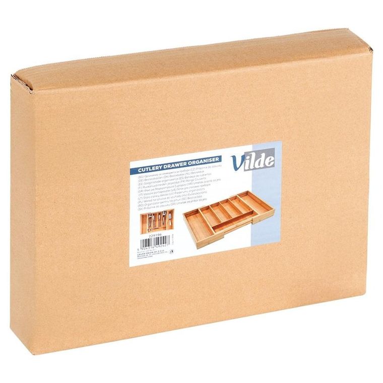 Vilde, wkład na sztućce do szuflady, rozsuwany, bambusowy, 28-45-33,5 cm