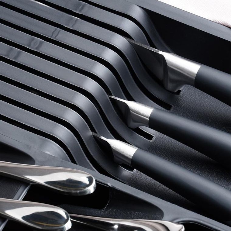 Vilde, wkład na sztućce do szuflady, rozsuwany, czarny 40-31 cm