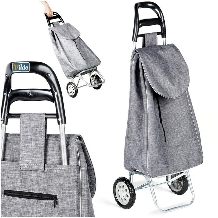 Vilde, wózek z torbą na zakupy, szary, 30l