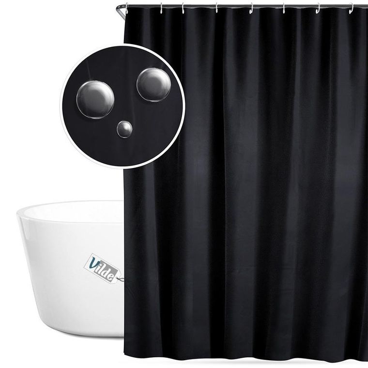 Vilde, zasłona prysznicowa, haczyki, wodoodporna, 180-180 cm