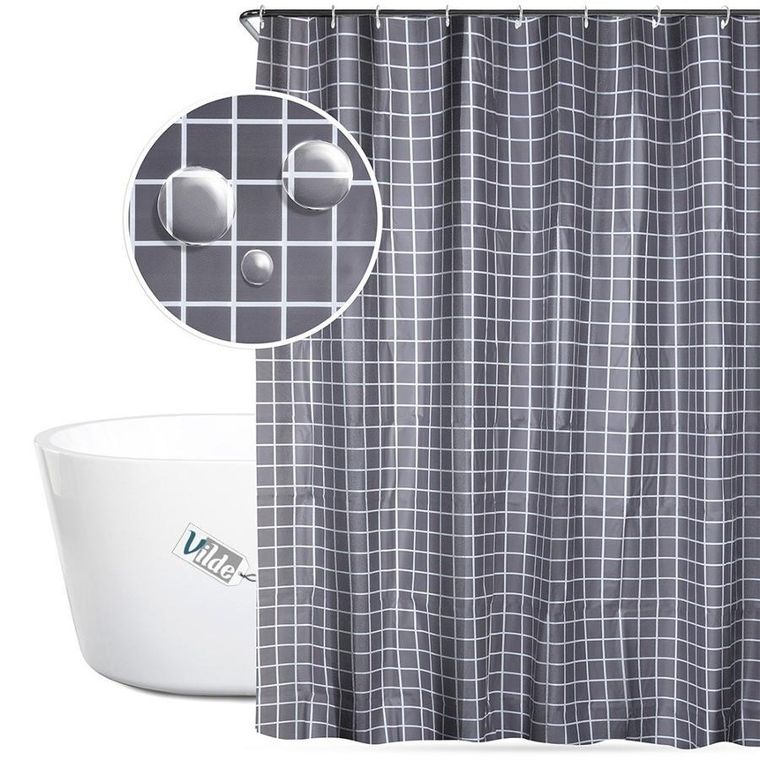 Vilde, zasłona prysznicowa, haczyki, wodoodporna, 180-180 cm