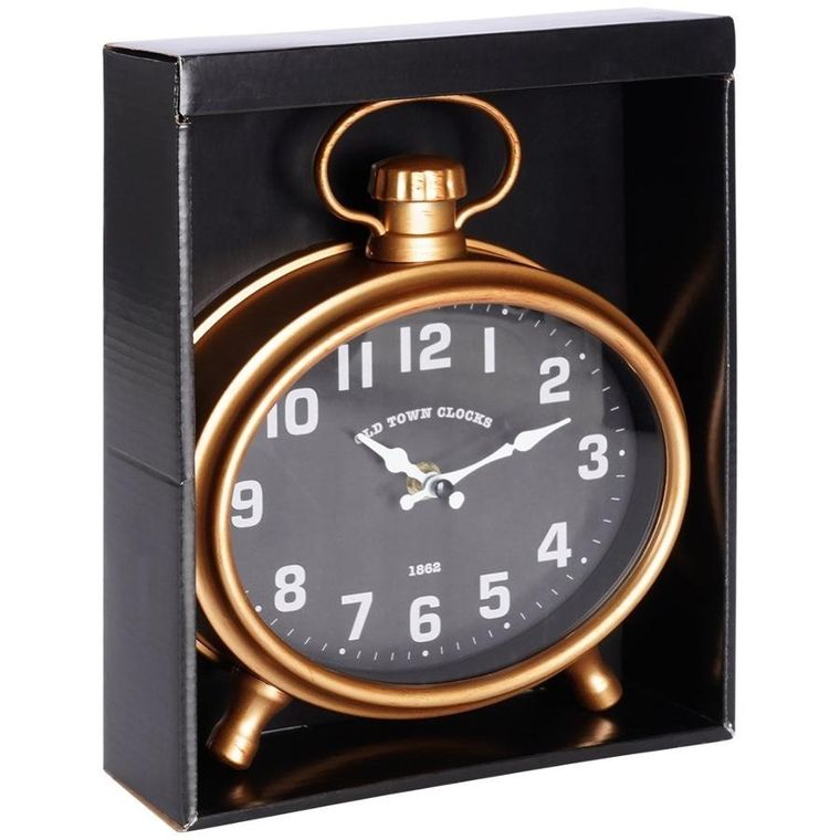 Vilde, zegar ścienny, złoty, czarny budzik, 20.5-24 cm