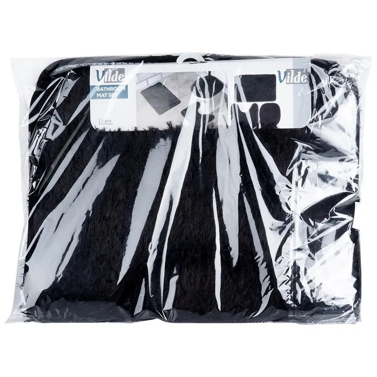 Vilde, Zestaw dywaników łazienkowych, czarny, 3 elementy