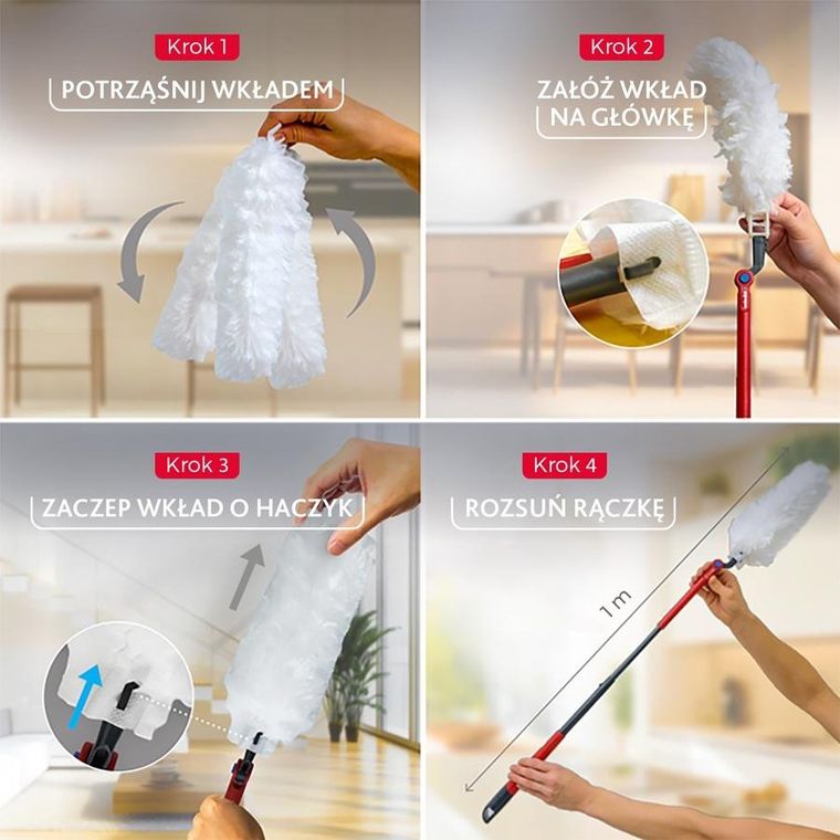 Vileda, miotełka do kurzu, z długą rączką + Flex&Catch, wkład, 1 szt.