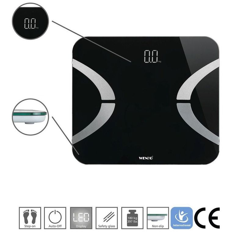 Waga łazienkowa led, 30-26 cm, czarna