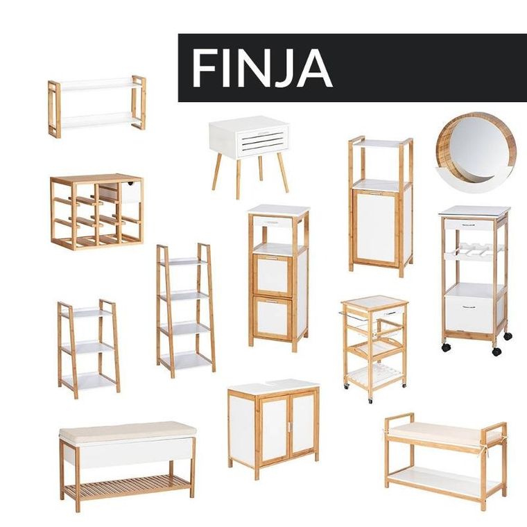 Wenko, Finja, wózek kuchenny na kółkach, drewno bambusowe, MDF