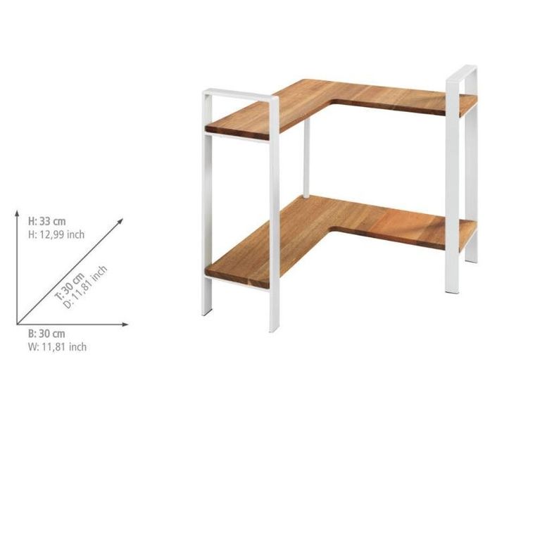 Wenko, Louisa, narożna, dwupoziomowa półka kuchenna na blat, drewno akacji