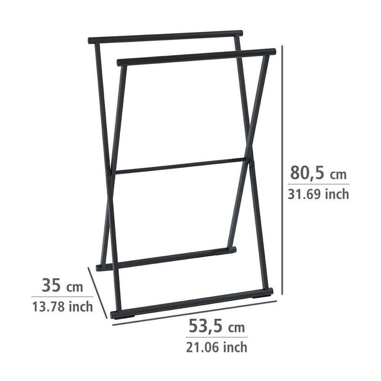 Wenko, składany wieszak na ręczniki i ubrania, Lava, czarny