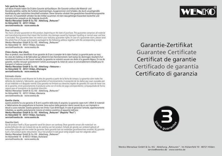 Wenko, słuchawka prysznicowa z funkcją oszczędzania wody, Ø 11 cm, 5 strumieni