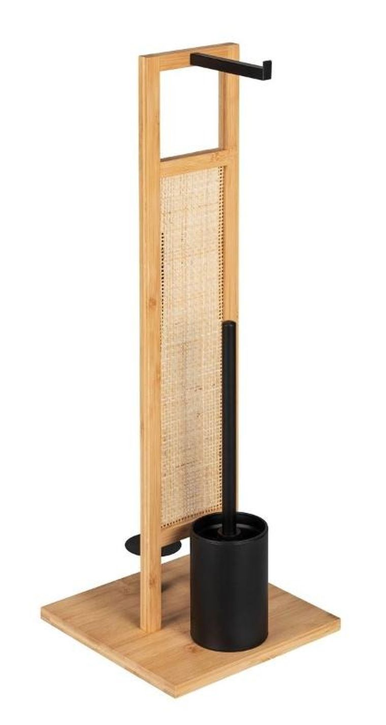 Wenko, stojak na papier toaletowy i szczotkę wc, Rivalta, 3w1, bambus