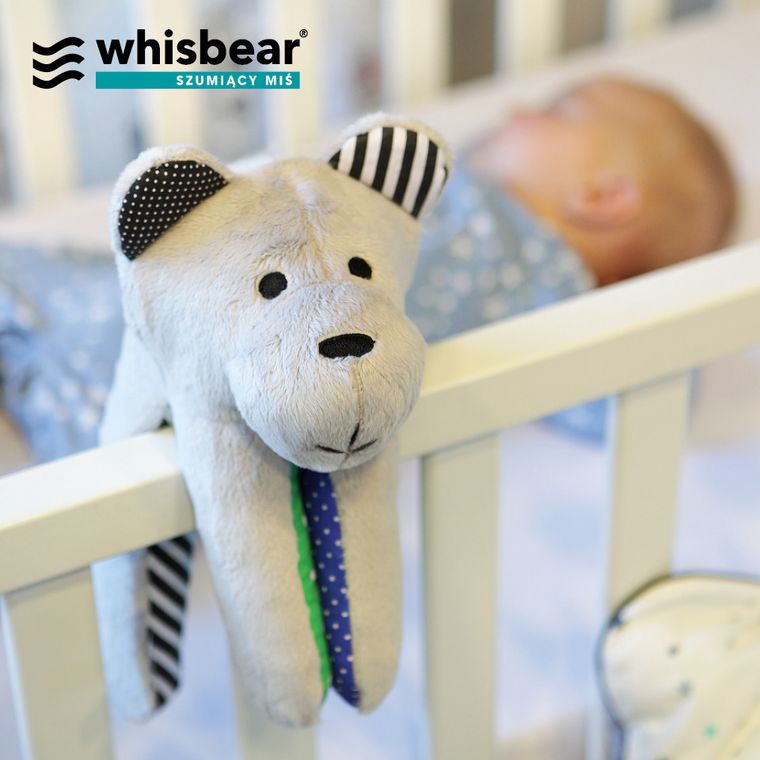Whisbear - Szumiący Miś Soft, maskotka szumiąca z czujnikiem płaczu, turkus