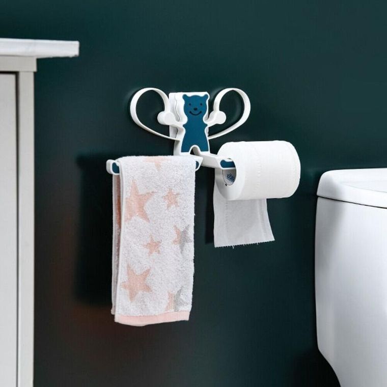 Wielofunkcyjny wieszak z misiem, niebieski