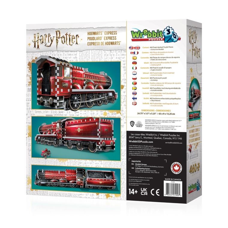 Wrebbit, Harry Potter, Hogwarts Express, puzzle 3D, 460 elementów