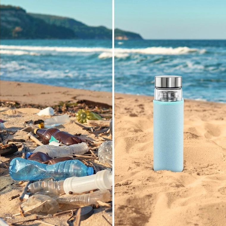 Xavax, To Go, szklana butelka z sitkiem, 500 ml