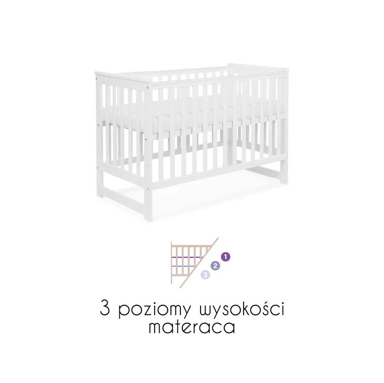 Yoonco, IWI, łóżeczko drewniane z barierką, białe